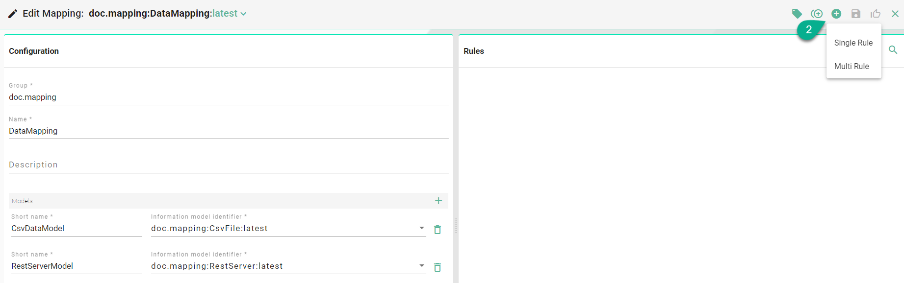 Mapping editor - add rule